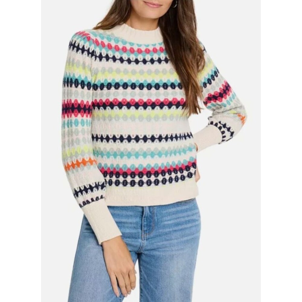Nic + Zoe Pattern Waffle Stitch Sweater Size M